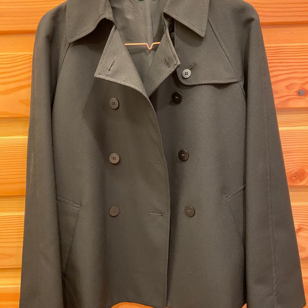 Benetton Double Breasted Black Short Trench